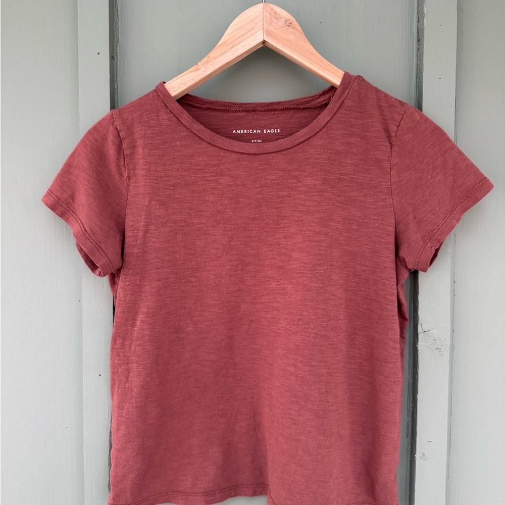 American Eagle Outfitters Pink Fitted Short Sleeve T-Shirt